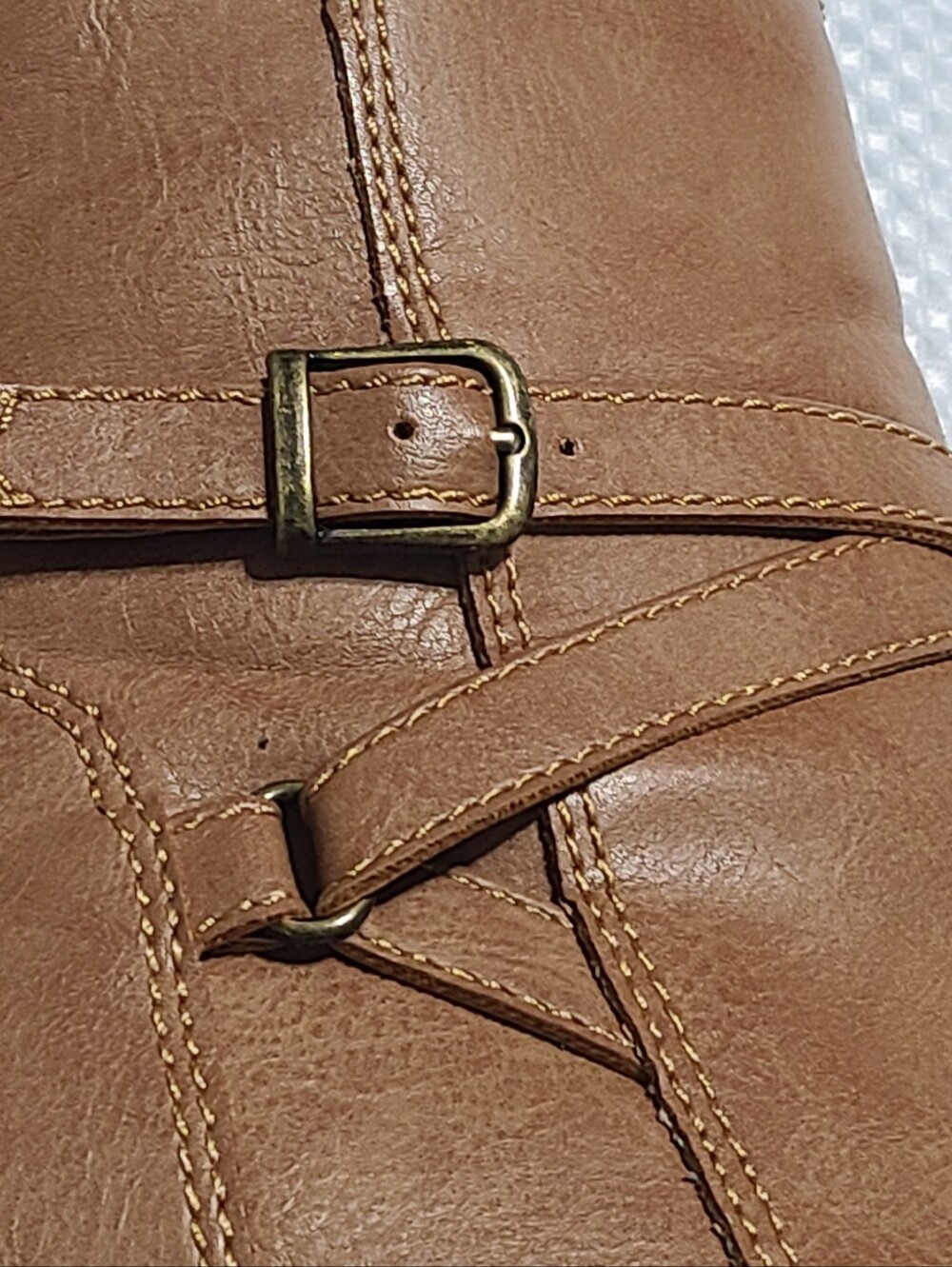 FRYE AND CO. Audrey Brown Leather Strap Ankle Booties with Side Zip Moto Riding - Picture 3 of 15